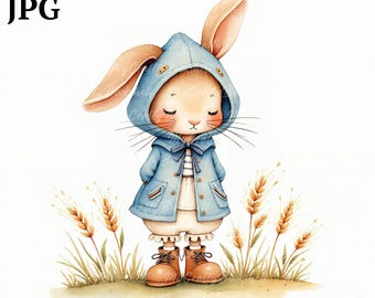 Aquarell Waldtiere Clipart: Kinderzimmer Deko (digitaler Download)