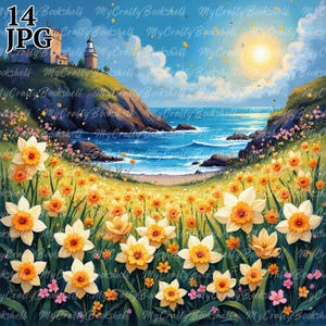 Seaside Summer Clipart: Ocean Coast Wildflower PNG Set (Commercial Use)