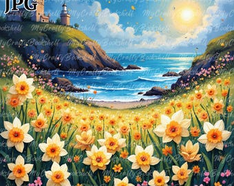 Seaside Sommer Clipart: Ocean Coast Wildblumen PNG Set (Kommerzielle Nutzung)
