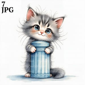 7 JPG Hide and Seek Clipart Whimsical Cats Kitten Sublimación clip art lindos animales gráficos Divertidas ilustraciones alargadas Regalo para amantes de los gatos