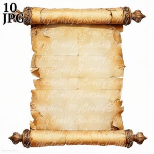 10 middeleeuwse scroll clipart, vintage scroll, hoge kwaliteit jpg's, afdrukbare aquarel clipart, digitale download, papier ambacht, ongewenste tijdschriften