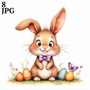 8 schrullig Osterhase transparent Clip Art, Aquarell Clipart JPG, Junk Journaling, Scrapbook, Kartenherstellung, Digital, wunderliche Kaninchen