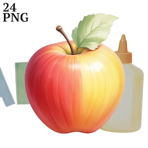 24 imágenes prediseñadas escolares, imágenes prediseñadas de regreso a clases en acuarela, PNG de alta resolución, uso comercial para álbumes de recortes, recursos para docentes, manualidades, digital