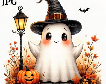 23 Watercolor Halloween Ghost Clipart Bundle Cute Ghost Clipart Halloween Cute Halloween Clipart Pumpkin Clipart Commercial Use Craft