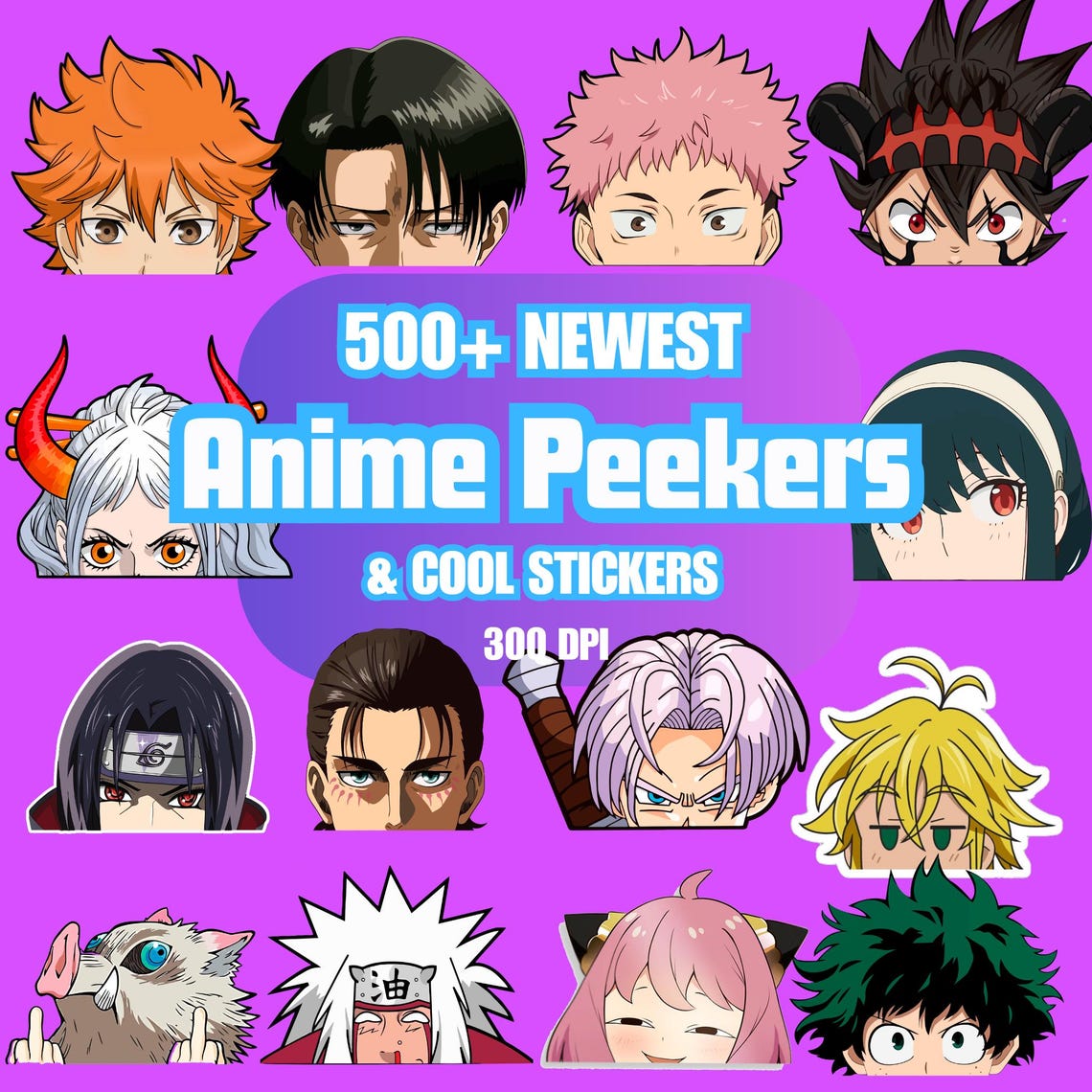 The Newest Peeker Anime Stickers 2026 Graphics: 500+ Png Bundle Design ...