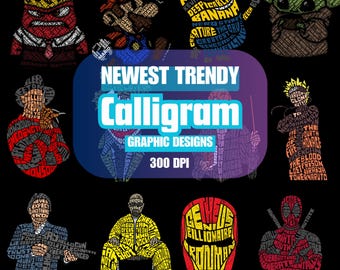 The Newest Calligram 2026 Graphics Png Bundle Design For Print