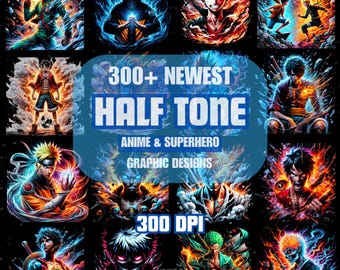 The Newest Anime Halftone 2026 Graphic: 300+  Png Bundle Design For Print