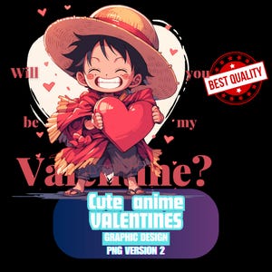Anime Valentines Grafikdesign | Print on Nachfrage | Sublimationsdruck | Hohe Auflösung | Valentinstag Geschenk | Valentinstag png | Anime png | Variante 2