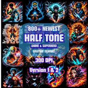 800+ Halftone Graphics Bundle: PNG Designs for Print (Digital Download)