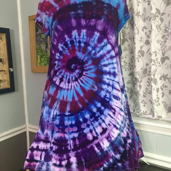 Custom tie dyed Swing dress with pockets Size 3XL