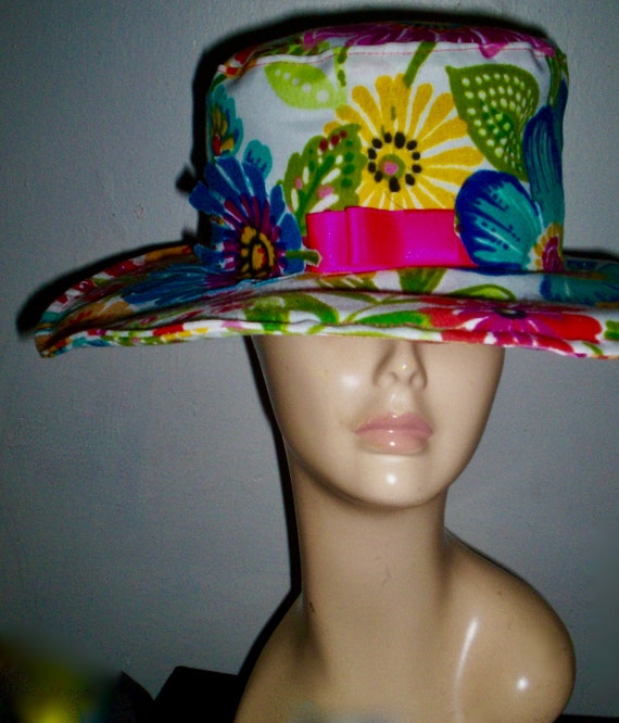 Floral Canvas Hat Ladies Day Hat Sun Hat One of a Kind Etsy