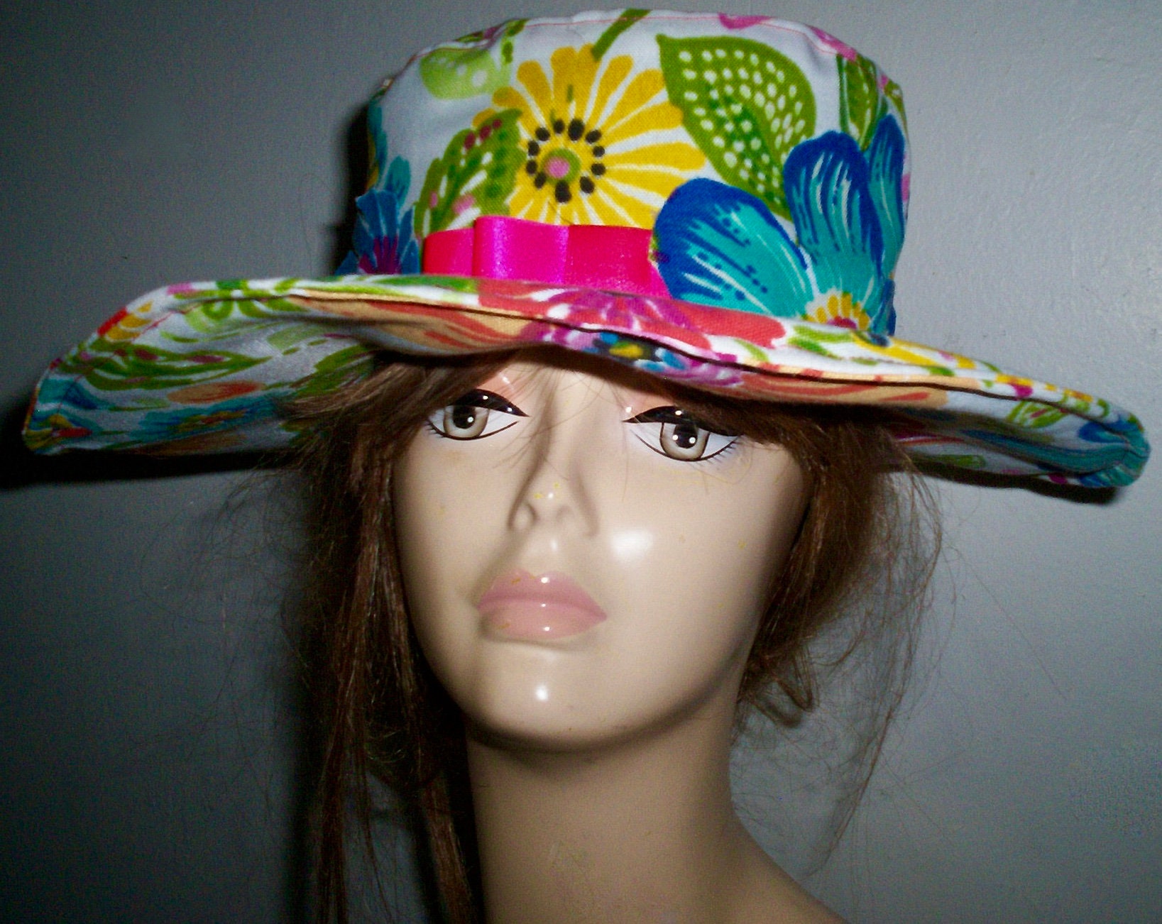 Floral canvas hat Ladies Day hat Sun hat One of a kind Etsy