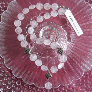 Rose Quartz and Silver Vintage Style Necklace
