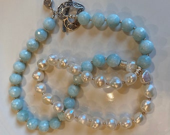 Amazonite and Nugget Pearl Necklace