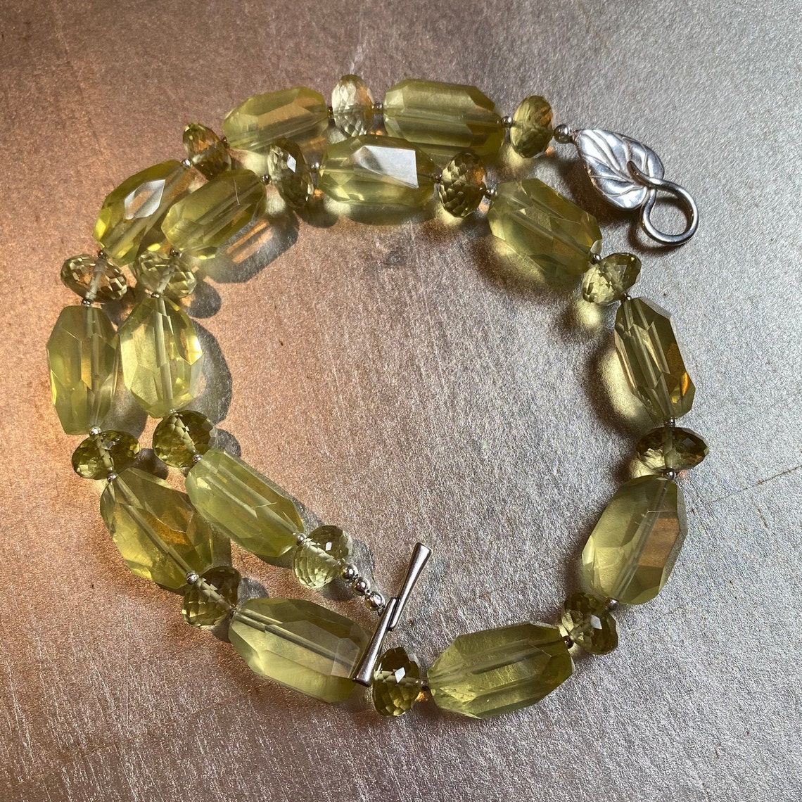 Lemon Lime Quartz Faceted Necklace Etsy UK