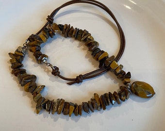 Tigereye Pendant Adjustable Necklace