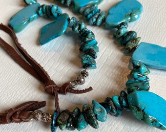 Turquoise Adjustable Leather Necklace