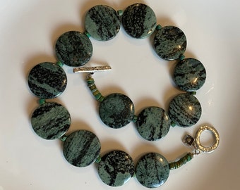Green Jasper Coin Necklace