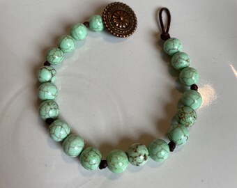 Mint Green Magnesite Leather Bracelet