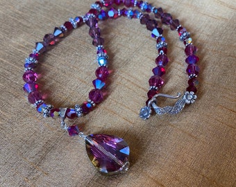 Dark Rose Swarovski Crystal Pendant Necklace