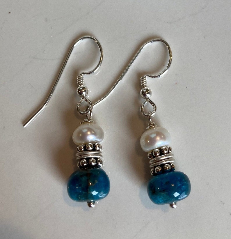 Apatite and Pearl Earrings