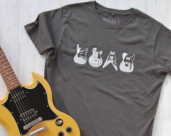 Iconic Guitars Organic Cotton T-shirt - guitar t-shirt - gifts for guitar players - mens t shirts - gifts for him - Father's Day Gift