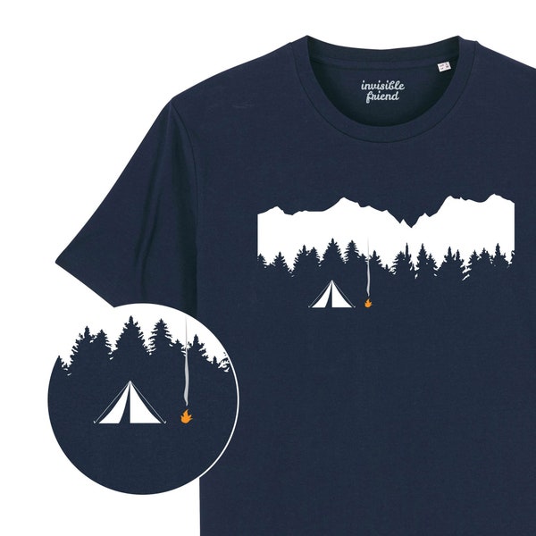 Wild Camping Organic Cotton T Shirt - Nature T Shirt - Outdoors - Camping Gift - Gifts for Him - Christmas Gift - Tent - Camping T Shirt