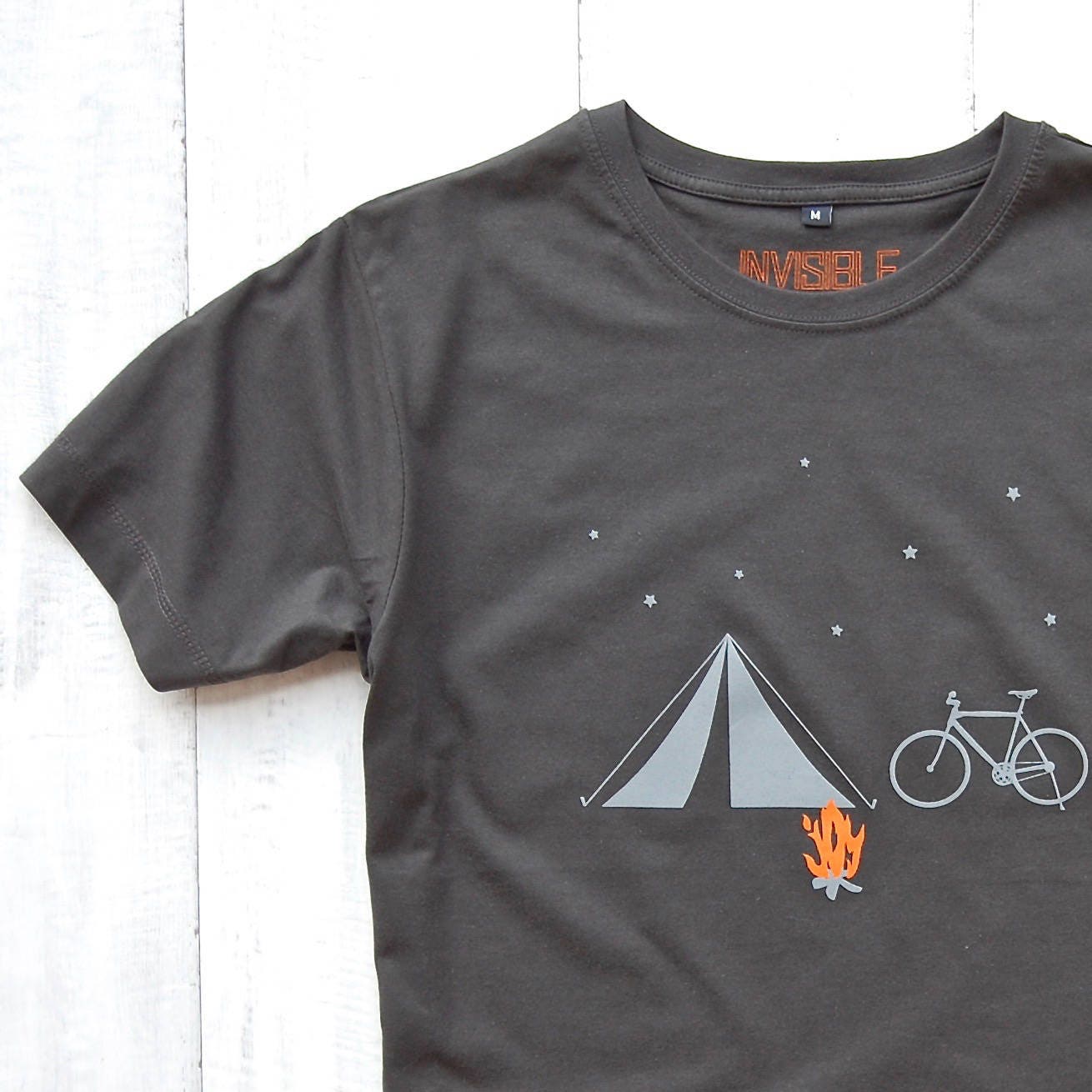 Image of Bike Tent Campfire T-Shirt - Nature Shirt Camping Hiking T-Shirt Outdoors Gifts For Him Christmas Gift
