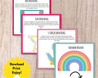 Deep Breathing Exercise Cards & Posters: Calm Corner Decor (PDF)