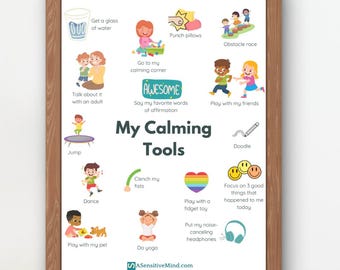 My Calming Tools Poster Children coping skills, calm corner, therapy poster, school counselor, classroom décor, counselor gift,  CBT, DBT