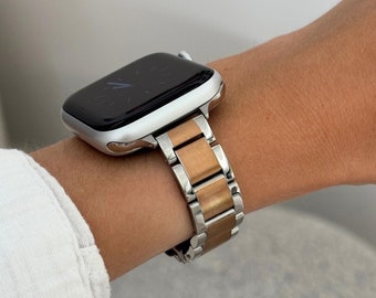 Silver Rose Gold Stainless Steel Apple Watch Band
