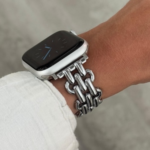 Zilveren Apple Watch-band: roestvrijstalen schakelarmband