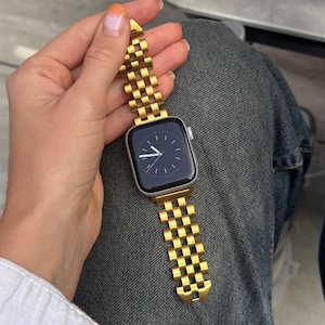 Correa de acero inoxidable dorada para Apple Watch: pulsera de lujo para iWatch