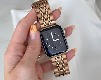 Rose Gold Stainless Steel Apple Watch Band: Women's Metal Bracelet