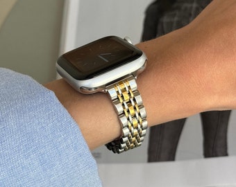Cinturino sottile in acciaio inossidabile per Apple Watch: bracciale in metallo argento e oro