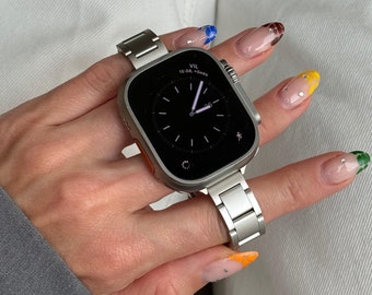 Starlight Stainless Steel Apple Watch Band: Metal Link Bracelet