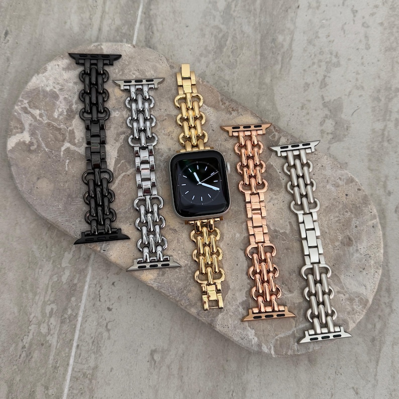 Silver Apple Watch Band, iWatch loop strap 45mm 44mm 42mm 41mm 40mm 38mm, Luxury Women Metal Bracelet, Apple Watch 10 loop armband gift