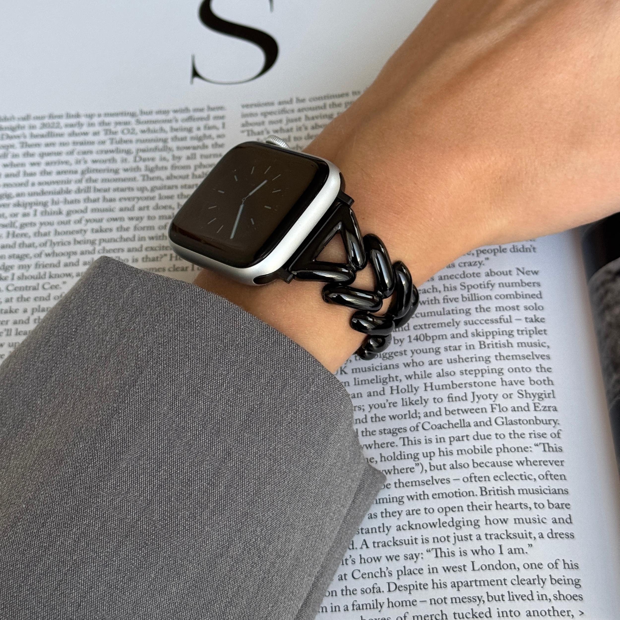 Black Chain Link Apple Watch Band: Stainless Steel Iwatch Bracelet - Etsy