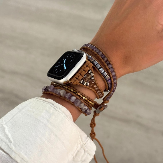 Handmade Beaded Rope Apple Watch Band: Boho Chic Women's Bracelet