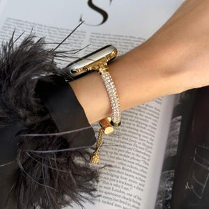 Gold Apple Watch Band, iWatch strap 45mm 44mm 42mm 41mm 40mm 38mm 49mm, Luxury Women Metal Bracelet, Apple Watch 9 loop armband, Rhinestones
