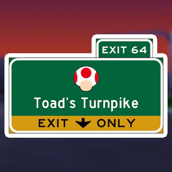 Mario Kart 64 Toad's Turnpike Road Sign Sticker - Etsy 日本
