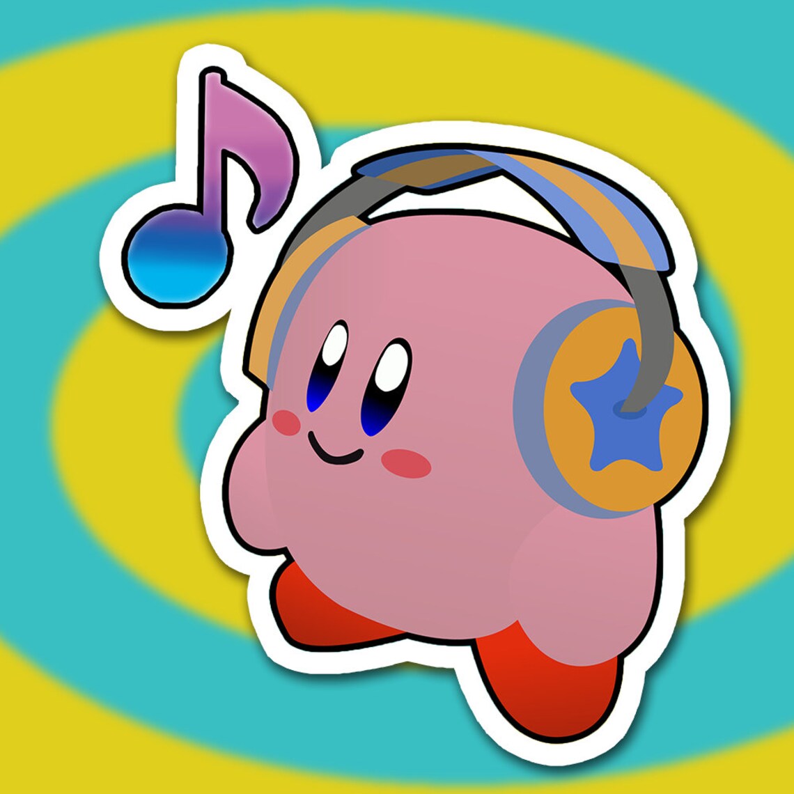 Kirby Headphones Sticker Etsy