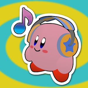 Kirby Headphones Sticker