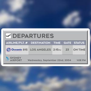 Oceanic Flight 815 Departure Board LOST TV Sticker