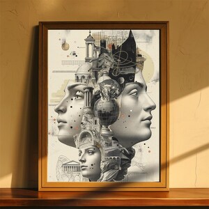STATUE Geometric Poster Art Print / Rome Statue / Greek Mythology Art / Ideal Home Wall Decor or Gift / Unique Posters / UNFRAMED
