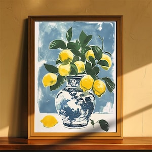 ZITRONE AQUARELL Poster / Stillleben Poster Kunstdruck / Küchen Wand Kunst / Einzigartige Poster / UNGERAHMT