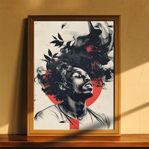 Black Afro Men Art Poster / Art Print / Ideal Home Wall Decor or Gift / Unique Posters / UNFRAMED