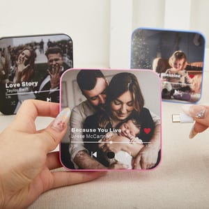 Personalized Fridge Music Magnet with photo,plays custom song,Photo album cover Unique gift for mom,music lovers and home decor accessory