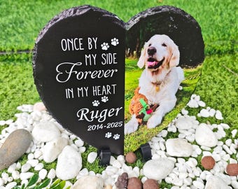 Personalized Pet Memorial With photo , Black Granite Memorial Garden Stone Engraved with Photo, Gifts for Someone Who Lost a Loved One, pet