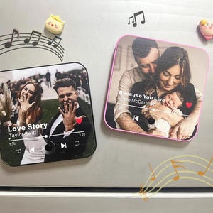 Custom Music Fridge Magnet with Photo,Personalized Play Custom Songs Magnet for Friend,Family Home Decor Gift,Anniversary Gift for Couple